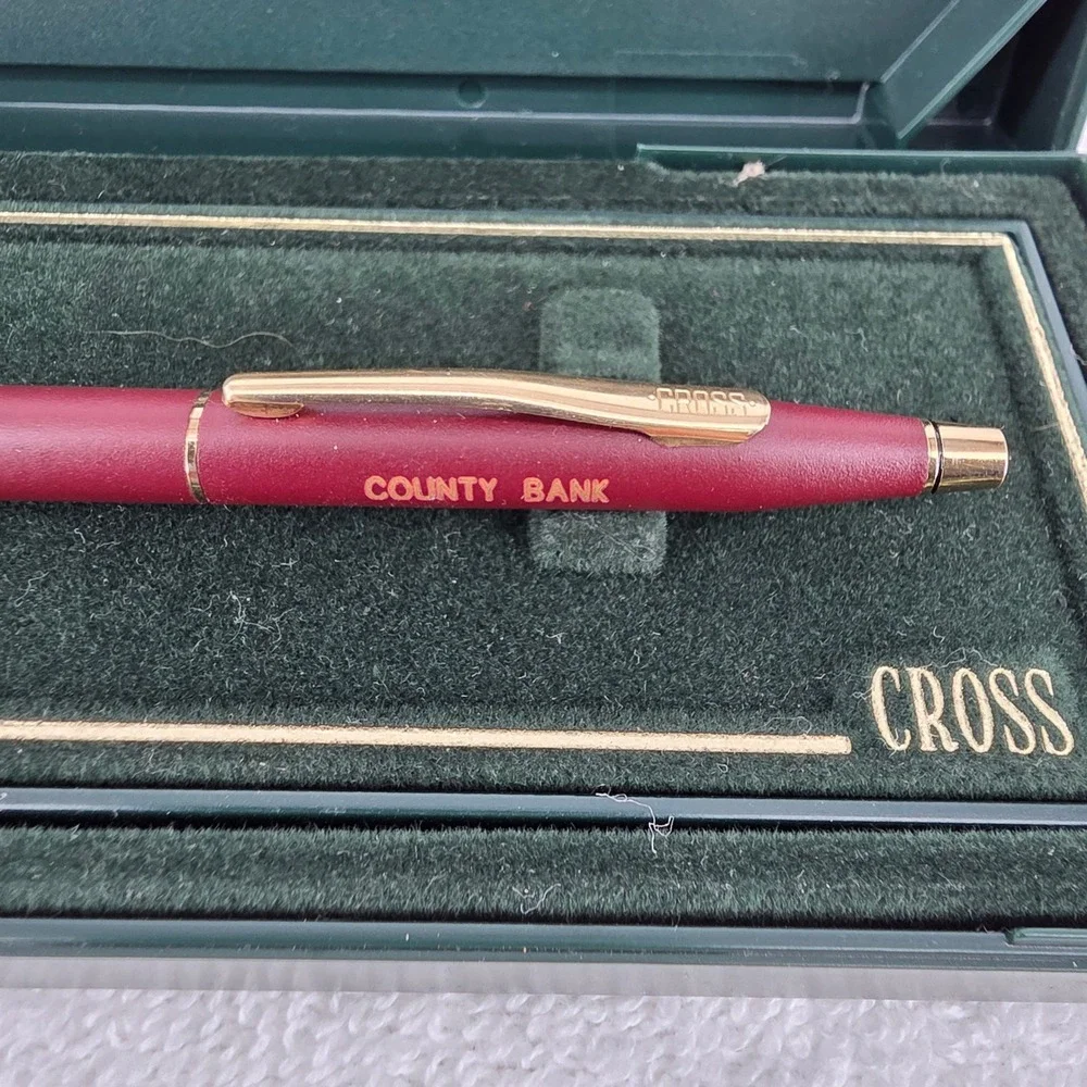 Cross Mechanical Pencil Burgundy Matte Gold Trim USA Made County Bank Case